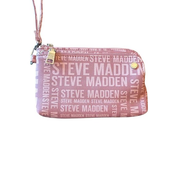 Steve Madden Pink Logo Wristlet Wallet With Zipper & Strap Y2K 90s - Picture 2 of 5